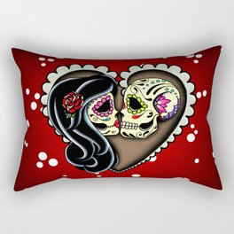 Ashes - Day of the Dead Couple - Kissing Sugar Skull Lovers Rectangular Pillow
