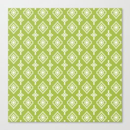 Light Green and White Native American Tribal Pattern Canvas Print