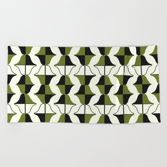 Whale Song Midcentury Modern Arcs Abstract Greenery Beach Towel