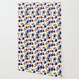 Colorful Geometric Bauhaus Pattern  Wallpaper