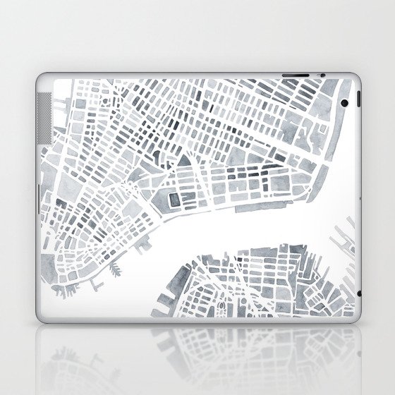 Map Manhattan Gray NYC Laptop & iPad Skin