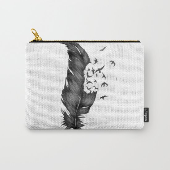 Black Feather into Birds Carry-All Pouch