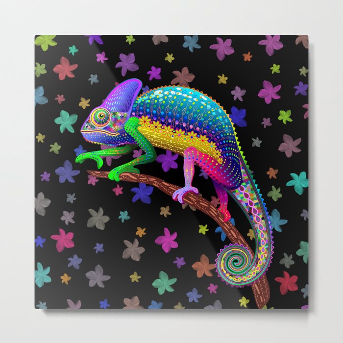Chameleon Fantasy Rainbow Colors Metal Print
