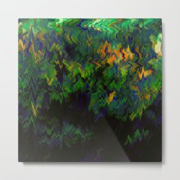 Green Tone Zigzag Abstraction Metal Print