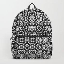 Circles Diamonds and Rings Geometric Black and White Pattern Backpack