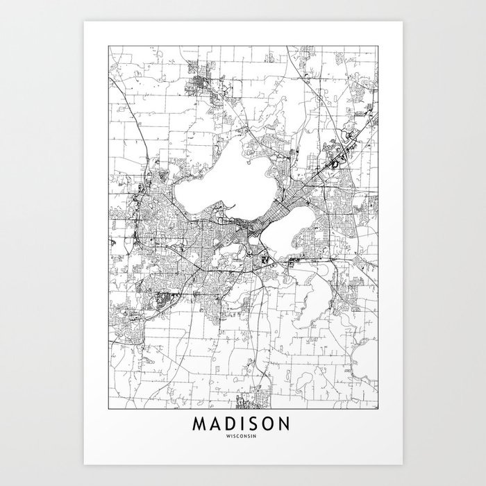 Madison White Map Art Print