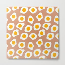 Eggs Pattern (Neutral Beige Background) Metal Print | Eggyolk, Healthyeating, Ketogenicdiet, Weightloss, Ketodiet, Lowcarb, Raweggs, Protein, Cuteegg, Drawing 