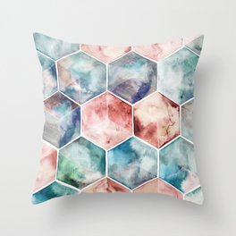 Earth and Sky Hexagon Watercolor Throw Pillow