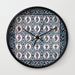 Decorative Iranian Tile Paisley Pattern Wall Clock