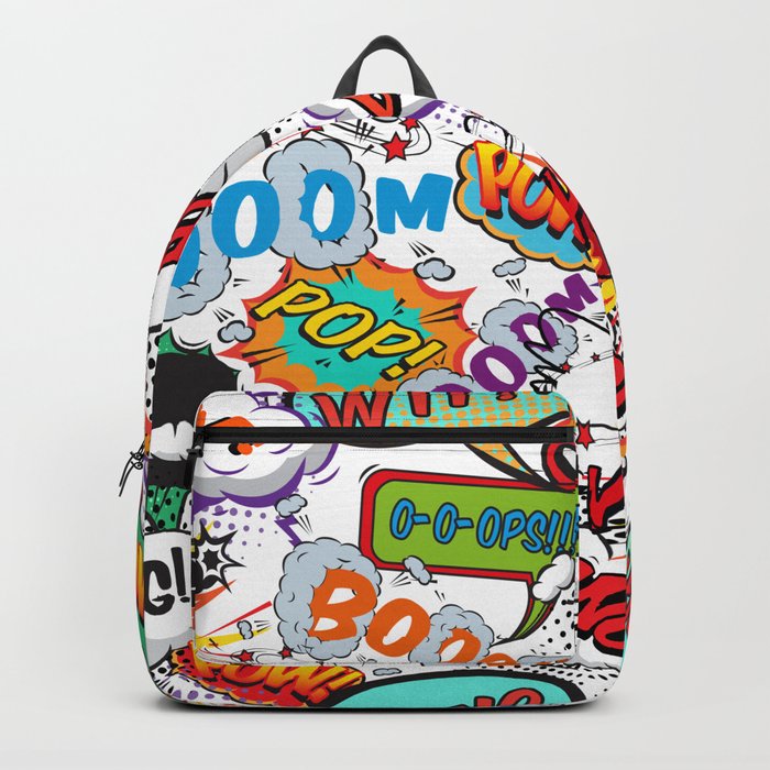 Comic Book Shout Outs Pop Art Fun Typographic Cartoon Design Backpack