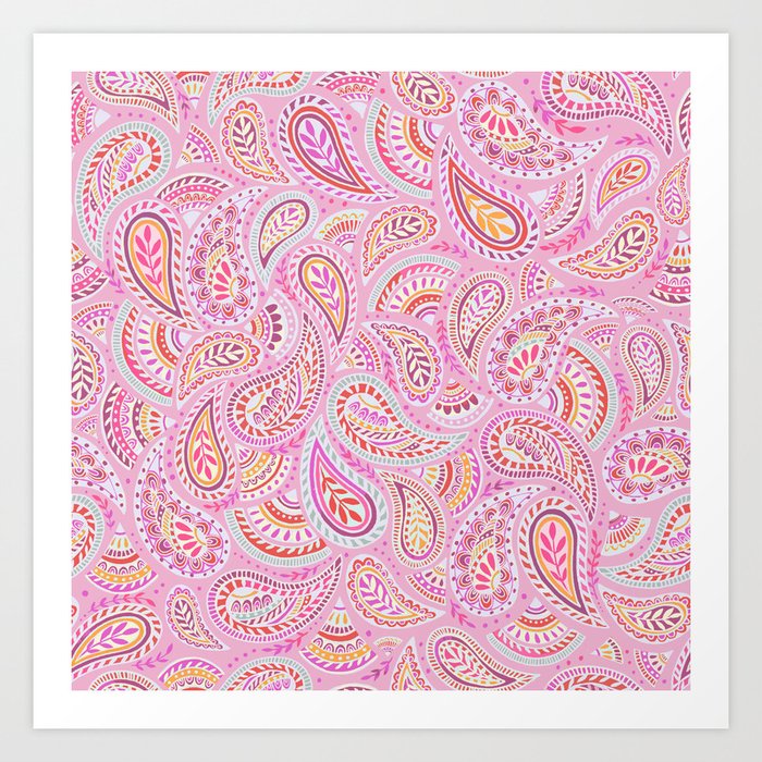Pink Paisley Art Print