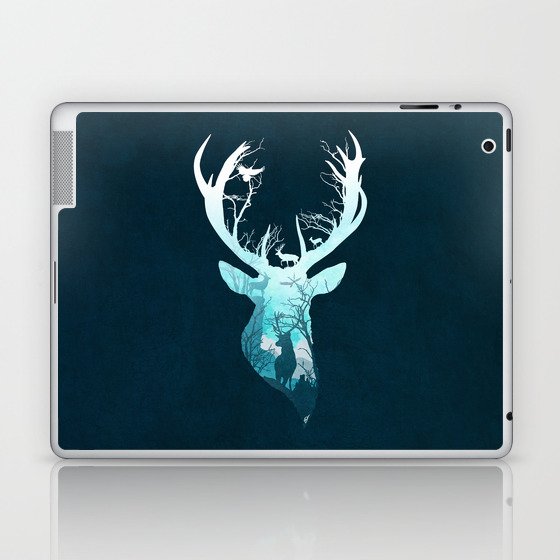 Deer Blue Winter Laptop & iPad Skin