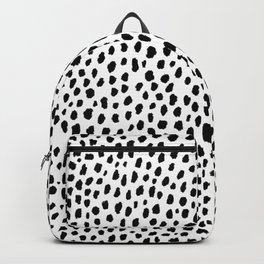 Dalmatian Spots (black/white) Backpack | Pattern, Brush, Curated, Dogs, Animal, Print, Polkadot, Spot, Dog, Handdrawn 