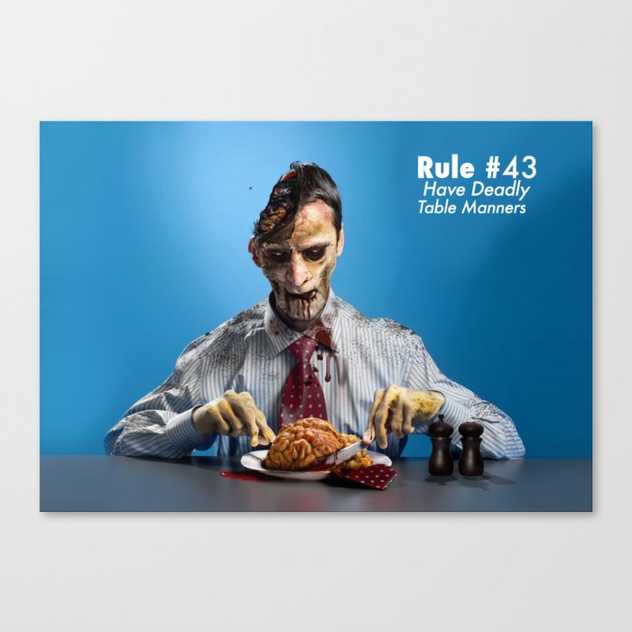 Zombie Etiquette : Table Manners Canvas Print