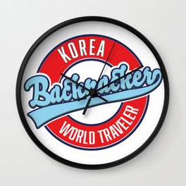 Korea backpacker world traveler logo Wall Clock