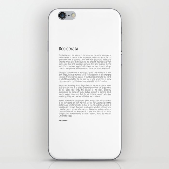Desiderata #minimalism iPhone Skin