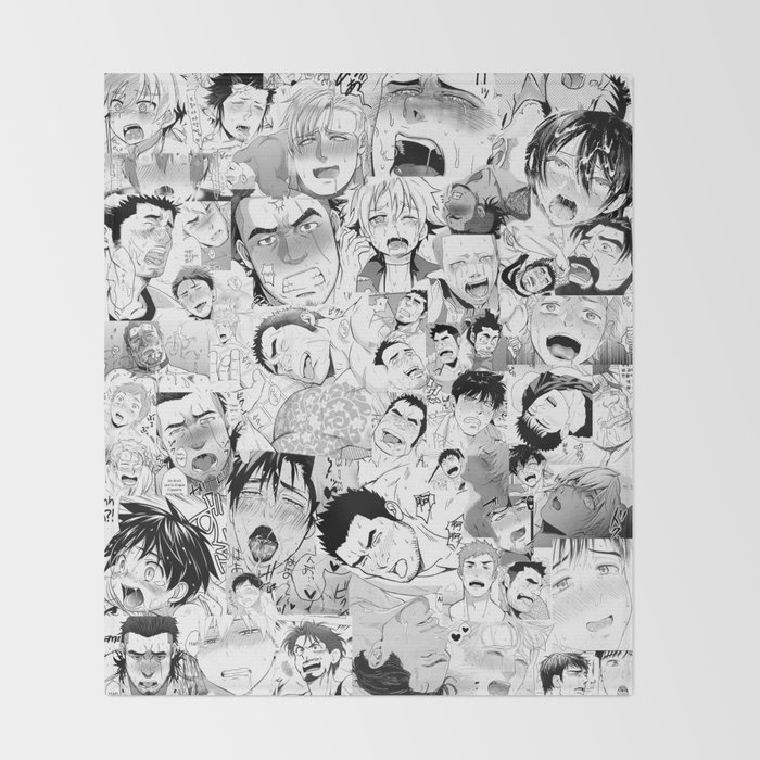 Ahegao Hentai Manga Guys Collage In Bw Bara Doujinshi Throw Blanket Ahegao Hentai Manga Guys Collage In Bw Bara Doujinshi Throw Blanket