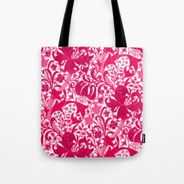 William Morris Iris and Lily, Fuchsia Pink and Burgundy Tote Bag