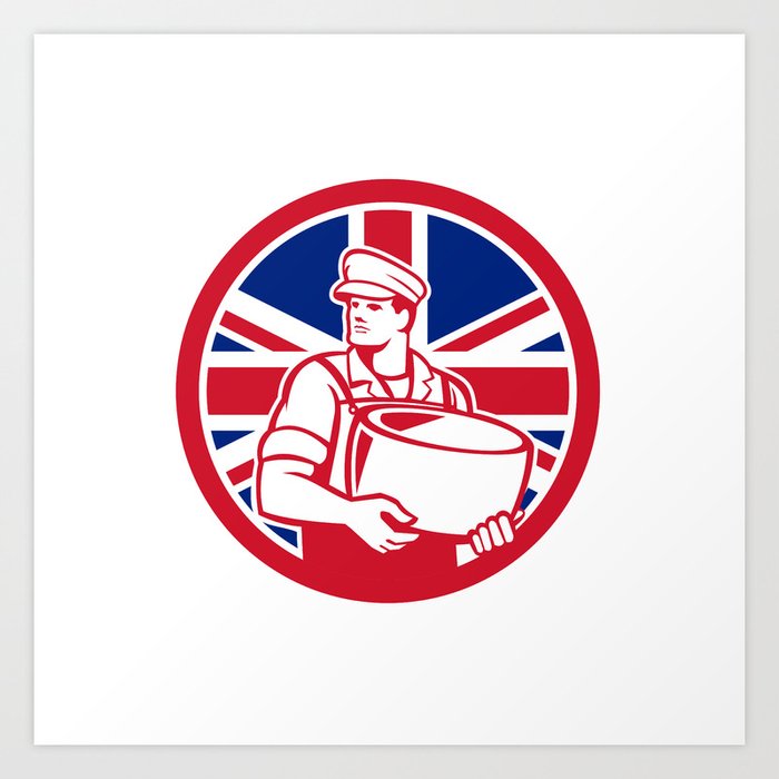 British Artisan Cheese Maker Union Jack Flag Icon Art Print
