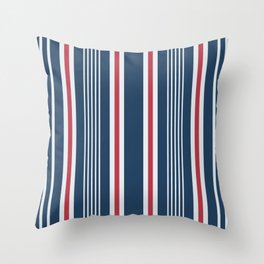 Classic navy nautical mixed stripes pattern Throw Pillow