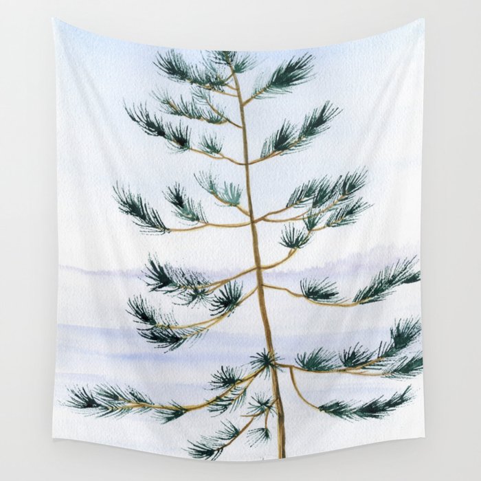 Lone White Pine Tree Wall Tapestry