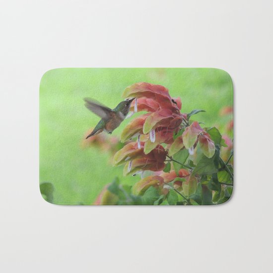 Hummingbird in Justicia Bath Mat