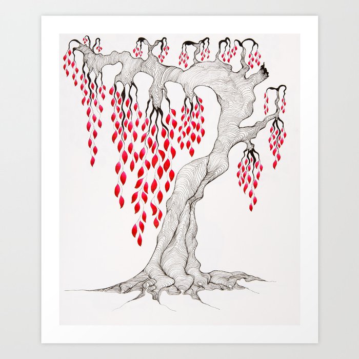 Red Leaved Tree by Laura Rolling Art Print