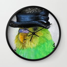 Parakeet Hat Parade #2 Roz Wall Clock
