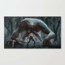Werewolf meets Heroine in the woods Canvas Print