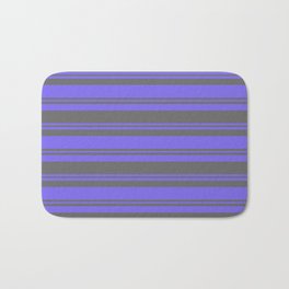[ Thumbnail: Medium Slate Blue and Dim Gray Colored Pattern of Stripes Bath Mat ]