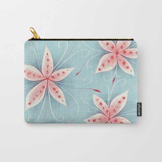 Beautiful Abstract Flowers In Red And White Carry-All Pouch