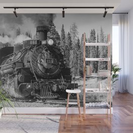 The 484 - Steam Engine Train Locomotive in Colorado in Black and White Wall Mural