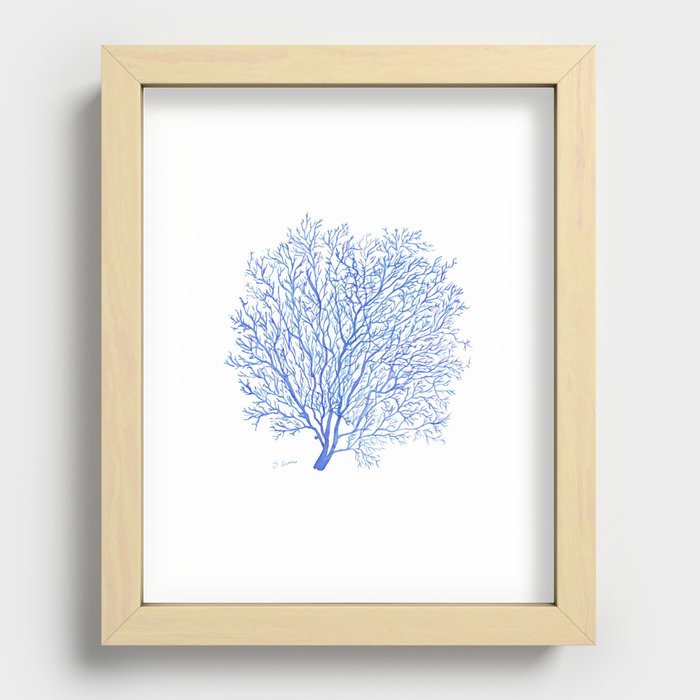 Navy Blue Coral Sea Fan #2 Recessed Framed Print