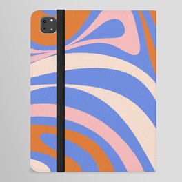 New Groove Retro Swirl Abstract Pattern Blue Orange Blush iPad Folio Case