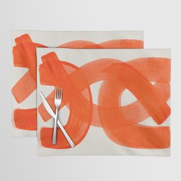 Mid Century Modern Abstract Painting Orange Watercolor Brush Strokes Placemat
