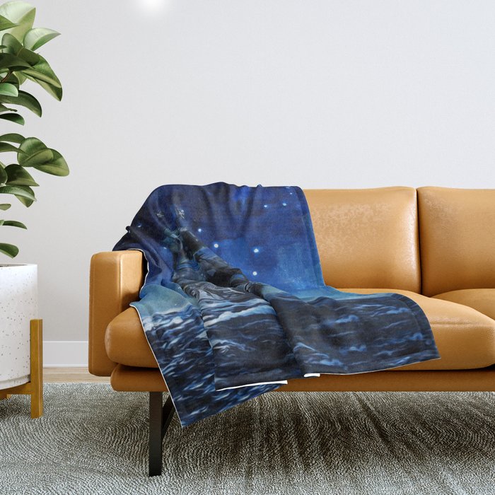 Black Pearl Starry Night Throw Blanket