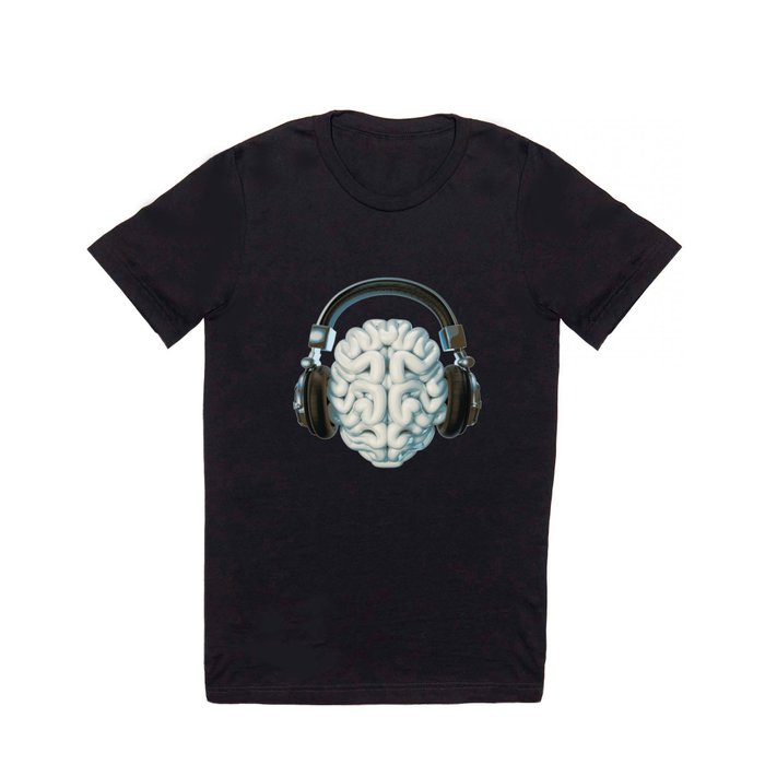 Mind Music Connection /3D render of human brain wearing headphones T Shirt