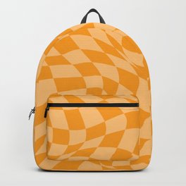 Warped Checkered Pattern in Summer Golden Mustard Yellow Trippy Check Swirl Wavy Groovy Checkerboard Backpack