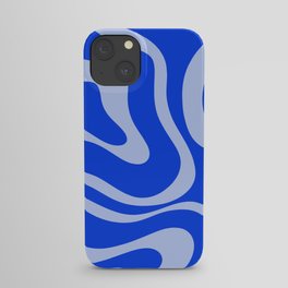 Retro Modern Liquid Swirl Abstract Pattern Square Royal Blue and Light Blue iPhone Case