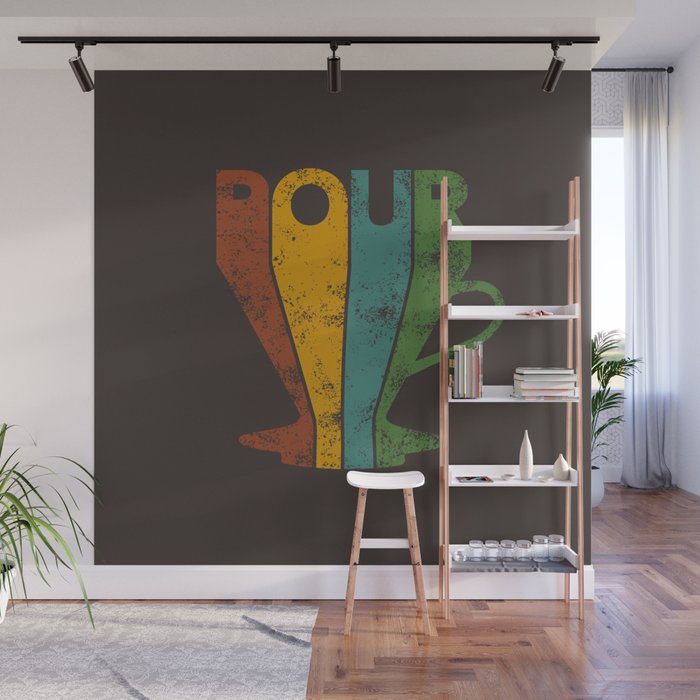 Pour Over Coffee Lover Abstract Typography Wall Artwork Graphic Design Kettle Wall Mural By Regulatedbycoffee
