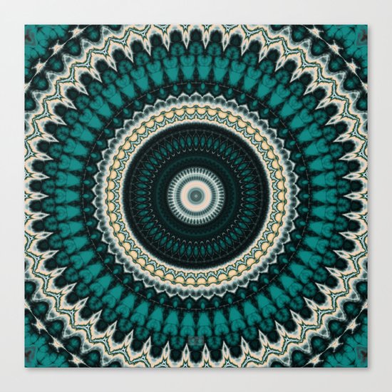 Mandala Fractal in Teal Study 01 Canvas Print