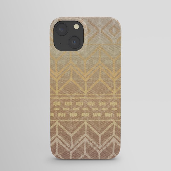 Neutral Tan & Gold Tribal Ikat Pattern iPhone Case