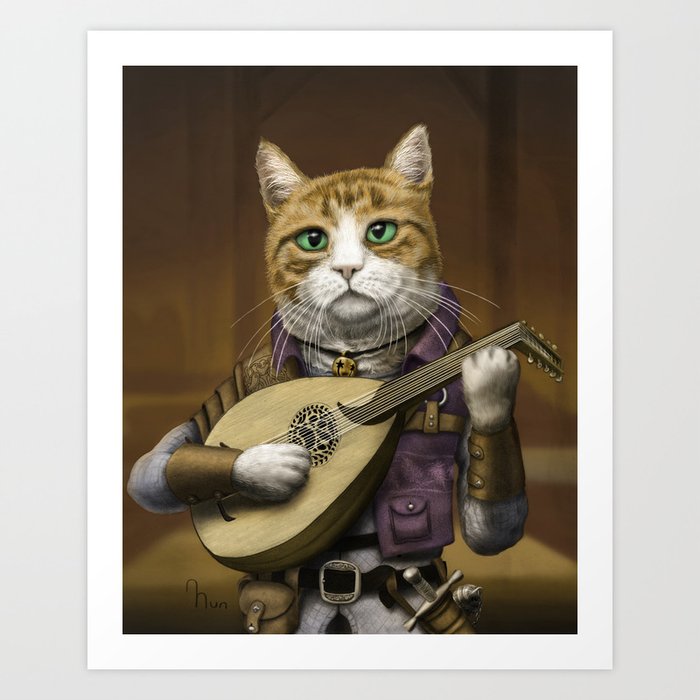 Bard Cat Art Print