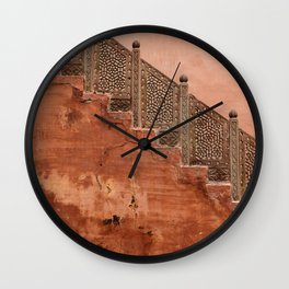 Terracotta wall in Rajasthan, India, travel Photography  Wall Clock