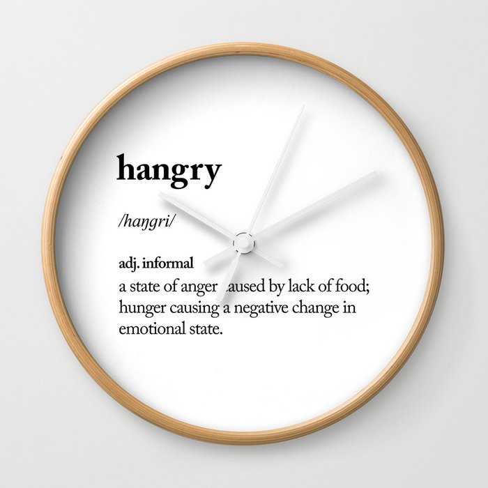 Hangry Black And White Contemporary Minimalism Typography Design Home Wall Decor Bedroom Wall Clock By Themotivatedtype