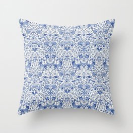 William Morris Vintage Lodden China Blue Toile Throw Pillow