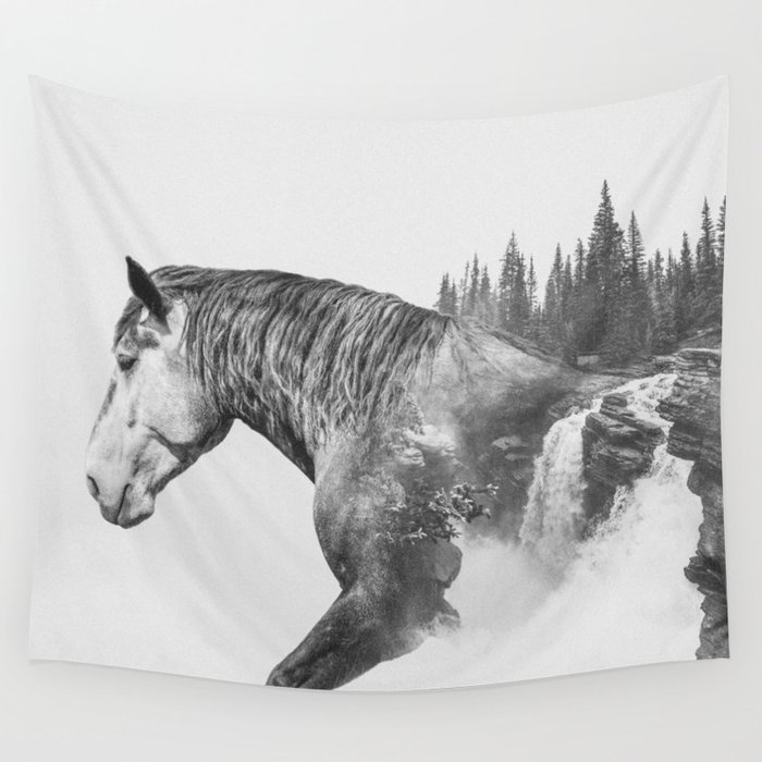 Horse & Athabasca Falls | Abstract Photography | Animal  Wall Tapestry