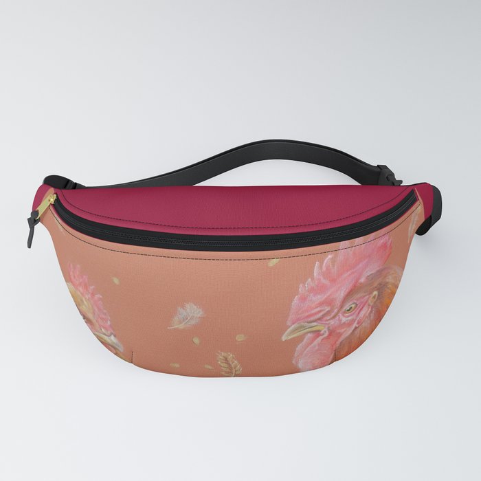ROOSTER and HEN Farm animals Domestic birds illustration Fanny Pack