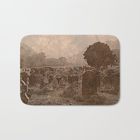 Irish Graveyard | Sepia Graveyard | Halloween Landscape Bath Mat