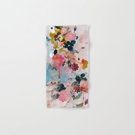 floral bloom abstract painting Hand & Bath Towel | Spring, Pink, Watercolor, Summer, Modern, Acrylic, Pastel, Roses, Landscape Format, Large 